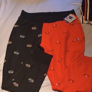 Size 2xl Men Champion Black and Red Logo Patterned Pants